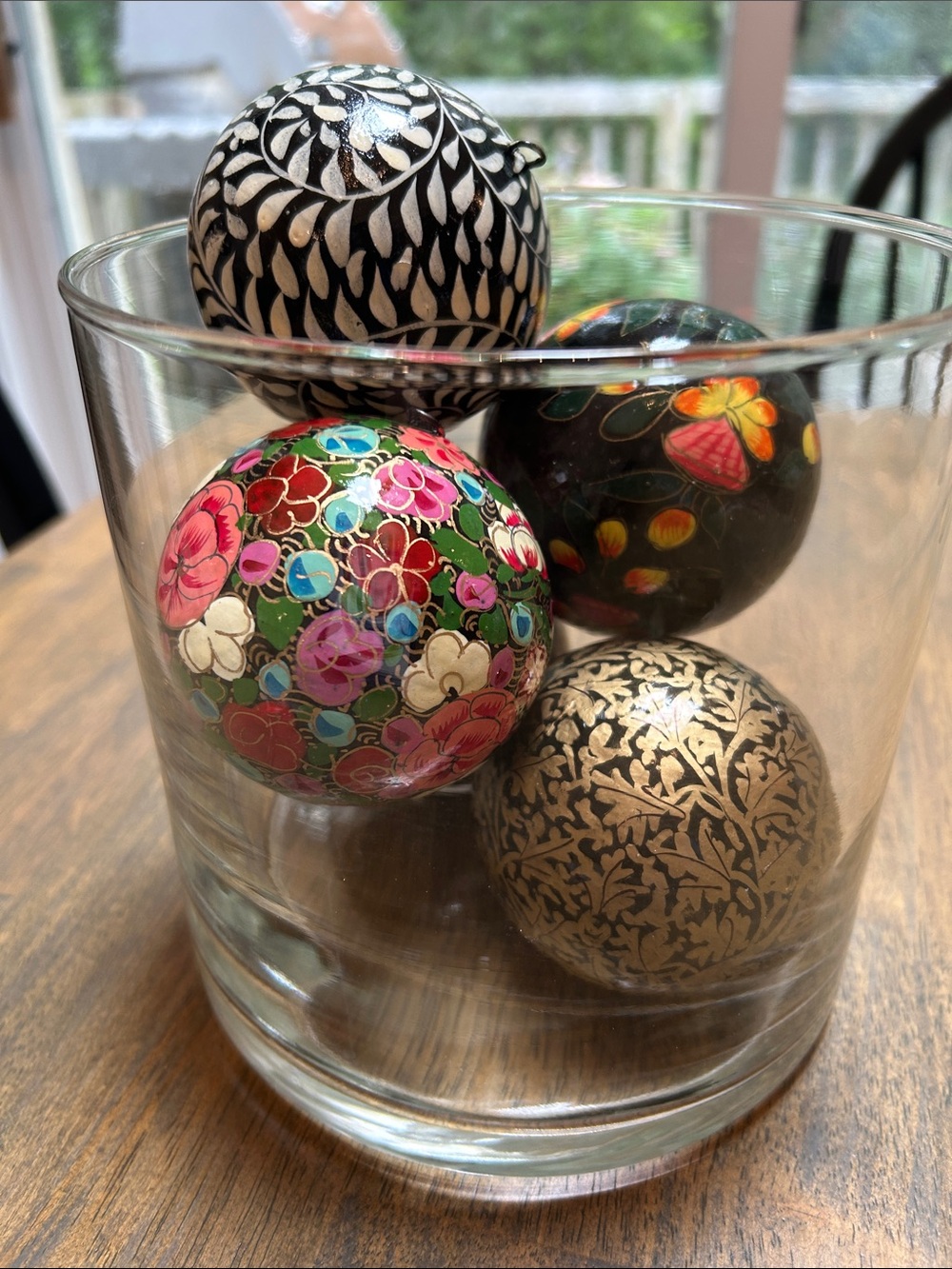 Set of 5 Decorative Floral Lacquered Balls Multicolor Does NOT include glass jar